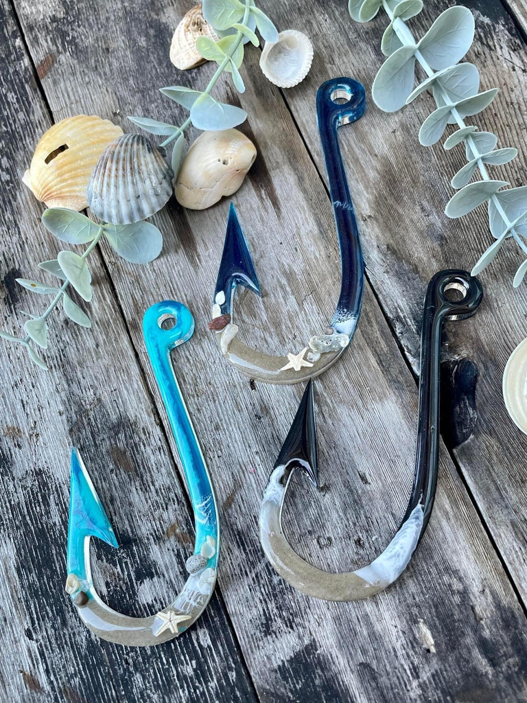 Resin Beach Fish Hook Christmas Ornaments