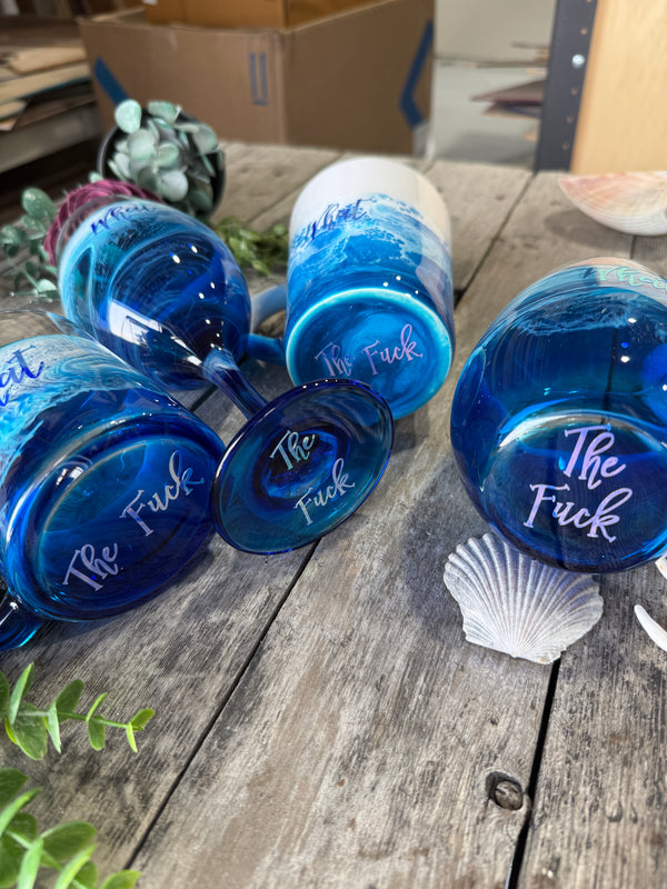 What the F*ck Funny Wine Glass – 12oz Beach Resin Coastal Gag Gift