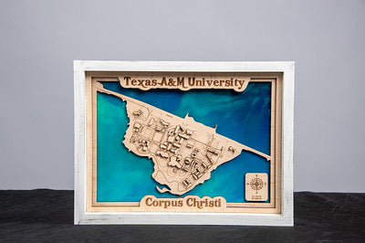 Texas A & M Corpus Christi Laser cut map with Resin Base