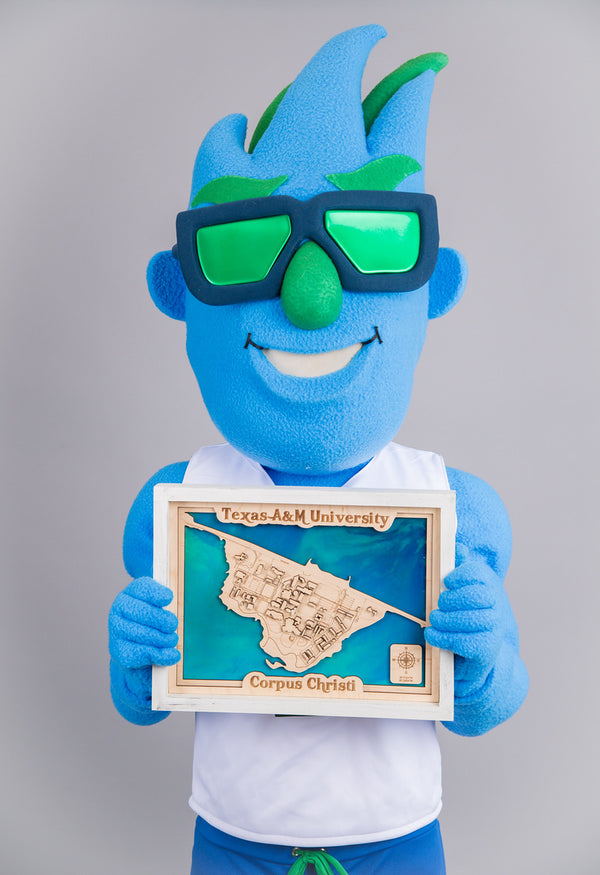 Texas A & M Corpus Christi Laser cut map with Resin Base