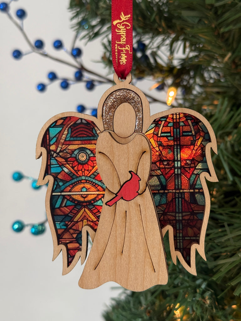 Heirloom Christmas Ornament Angel & Star Stained Glass Design