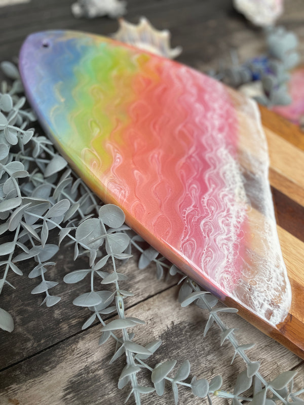 Rainbow Surf Cutting Board