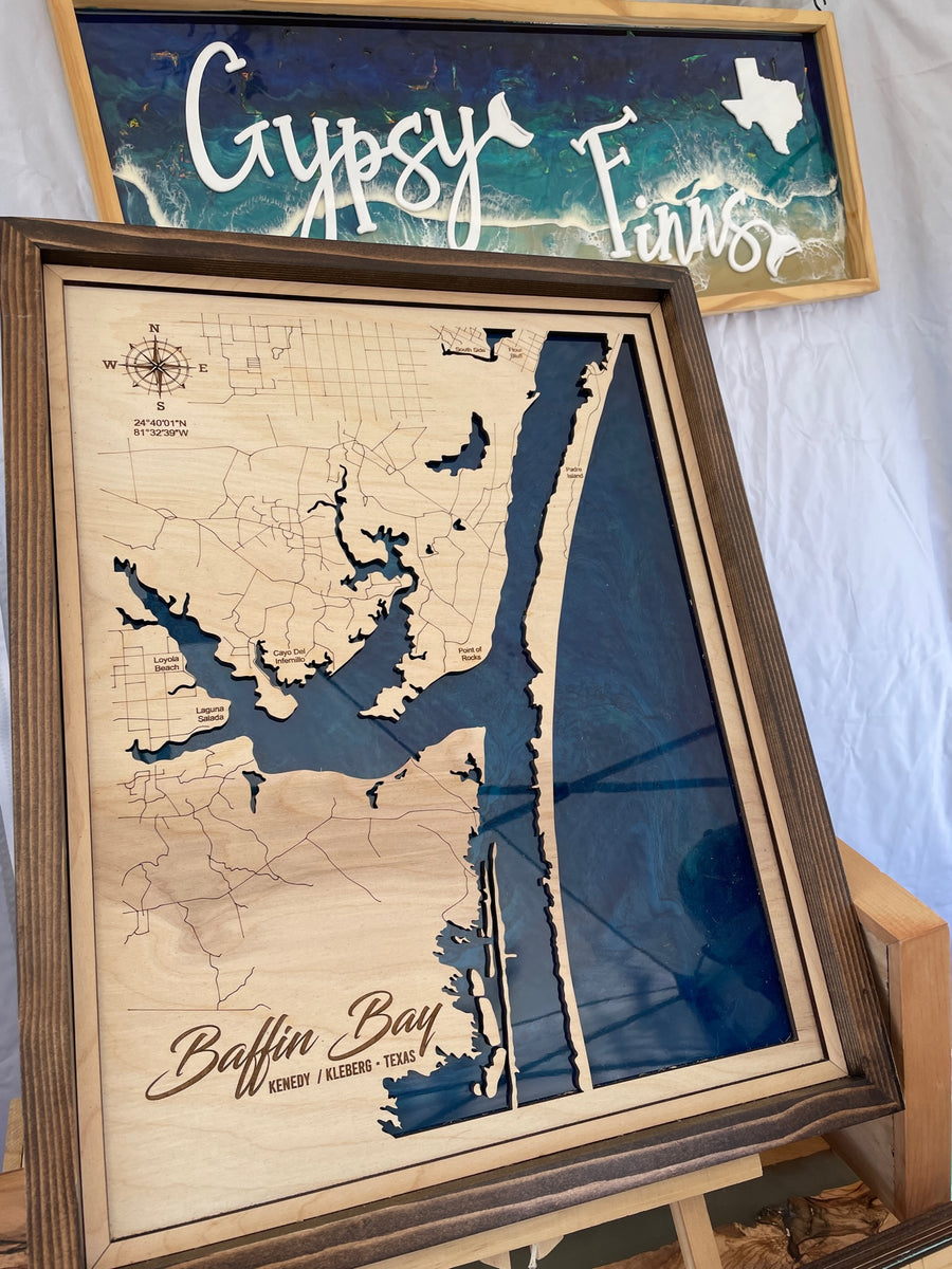 Coastal Bend Map with Resin Base – Gypsy Finns
