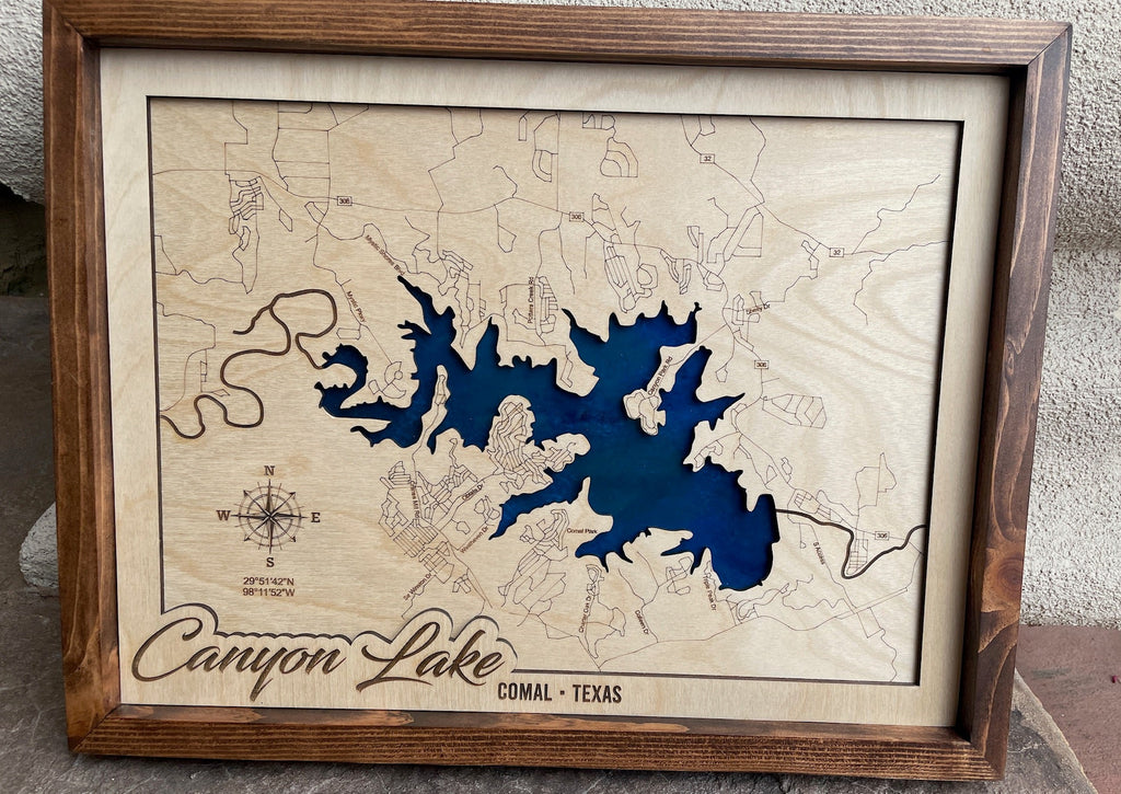 Canyon Lake Texas Laser Cut Map