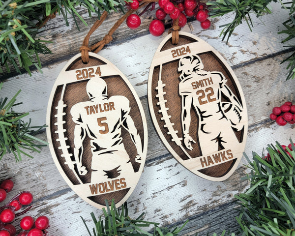 Laser Engraved Football Spotlight Ornament