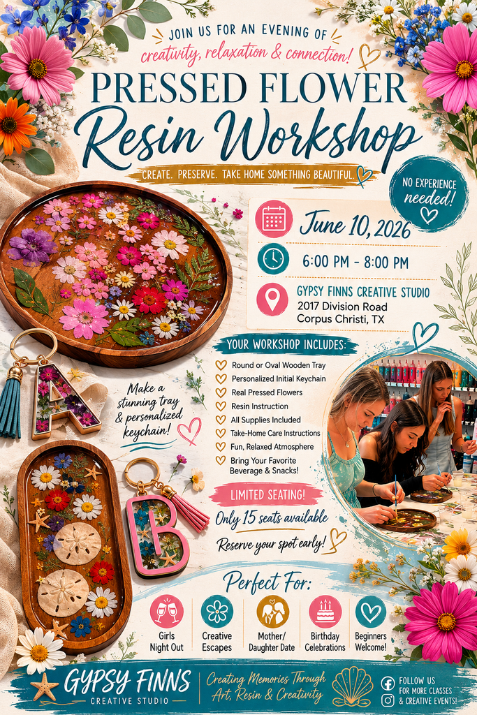 Pressed Flower Resin Class in Corpus Christi | Gypsy Finns