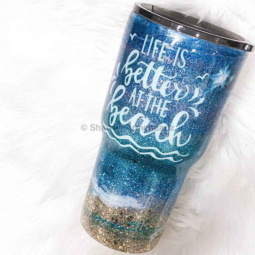 30oz Beach Glitter Tumbler Little Mermaid  Custom tumbler cups, Glitter  tumbler cups, Diy cups