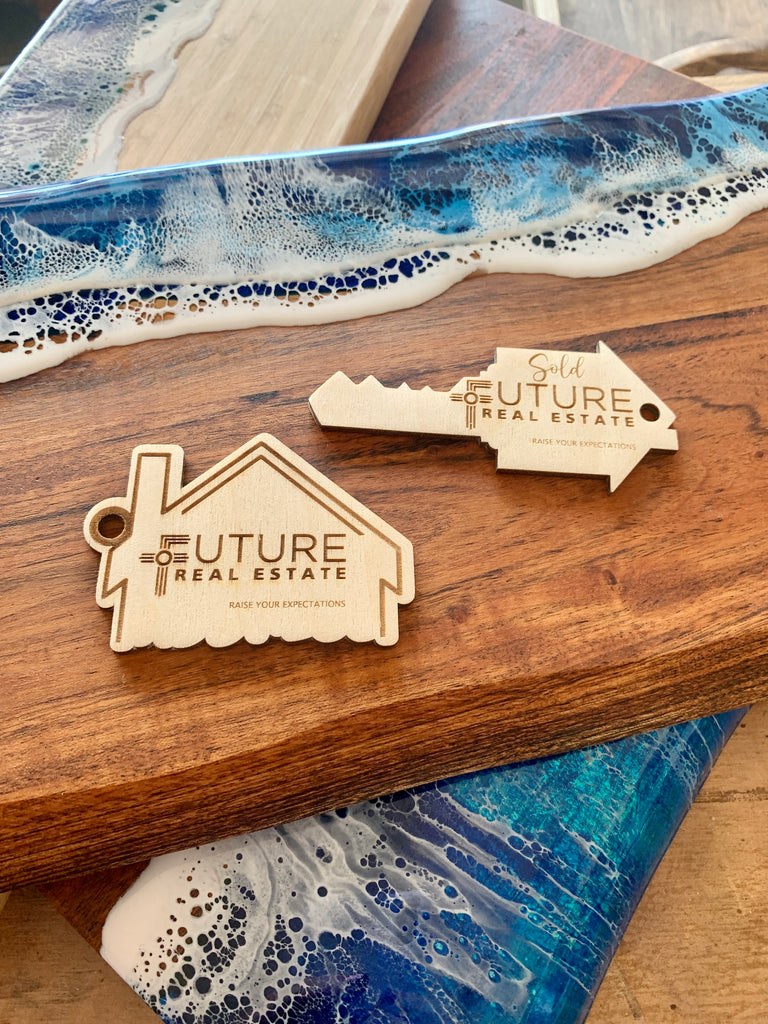 Custom real estate hot sale key tags