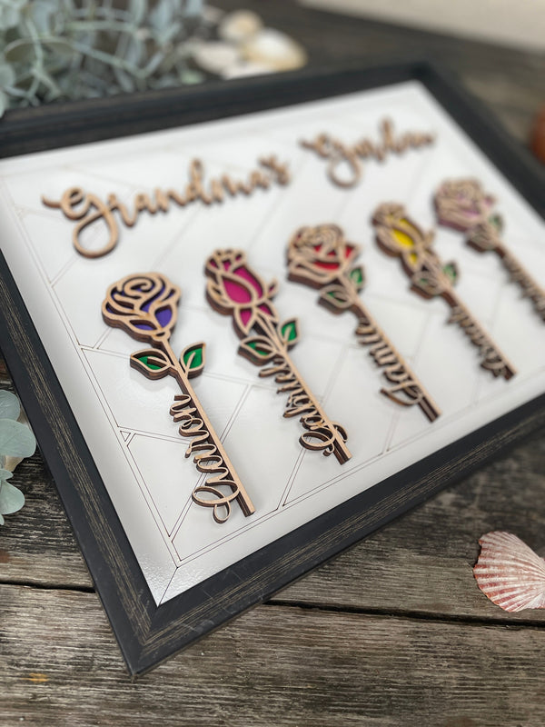 Personalized 3D Layered Mother's and Grandma’s Garden Sign