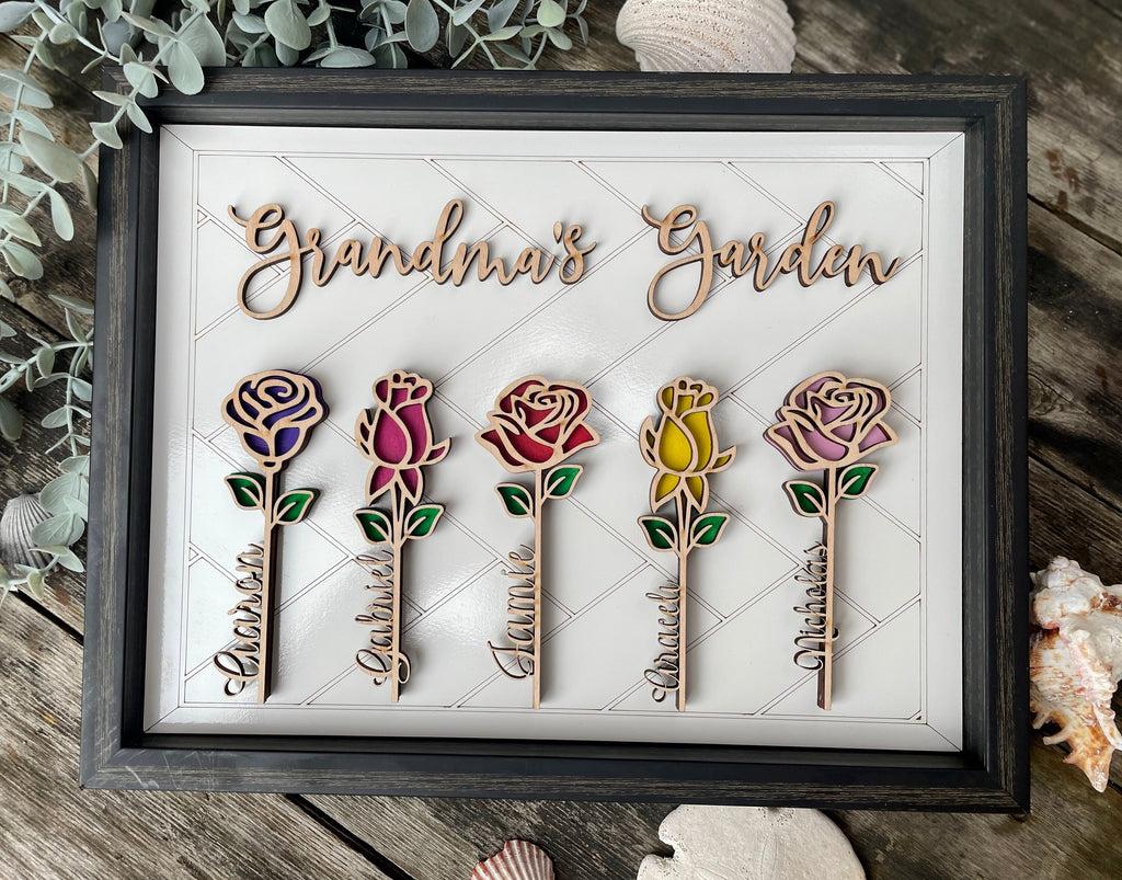 Personalized 3D Layered Mother's and Grandma’s Garden Sign